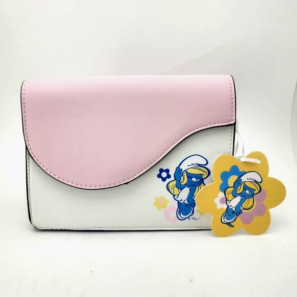 Unique Vintage Smurfs Purse Smurfett Pink kidcore Cartoon 90s Nostalgic Shoulder - Picture 1 of 11